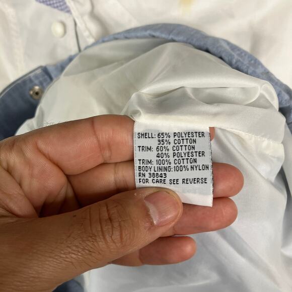 Innovations Windbreaker Mens Size M White Blue Snap Front Vintage 90s Jacket - Picture 6 of 8